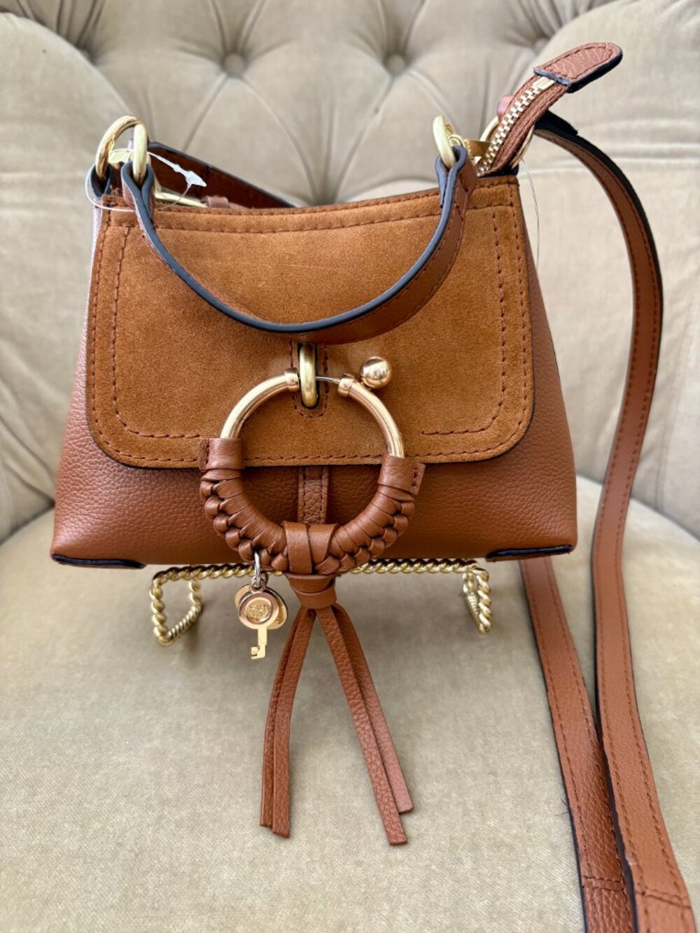 NEW Auth SEE By CHLOE Iconic JOAN MINI Pebbled Leather Crossbody Bag FABULOUS! - Picture 2 of 8